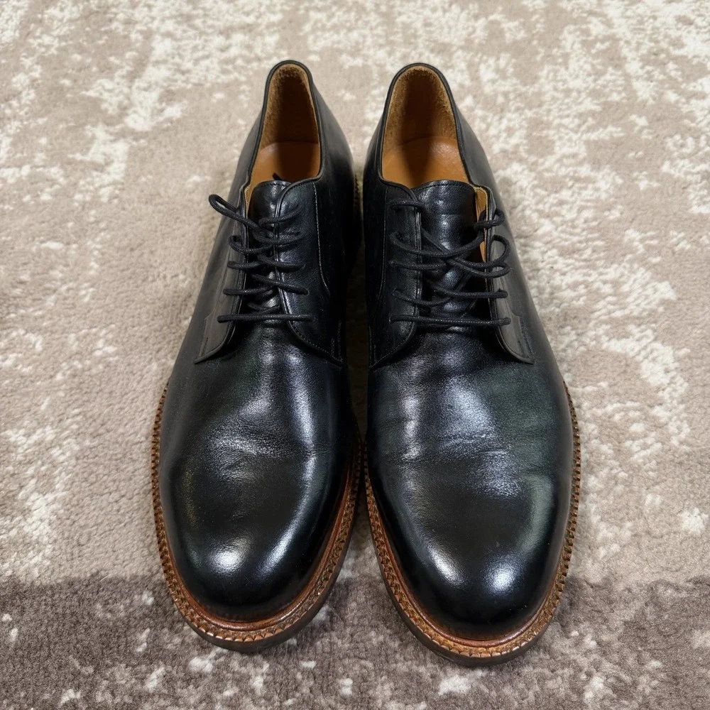 Beckett Simonon Men's Dunham Derbies Black Leather Oxford Dress Shoes Size 11.5